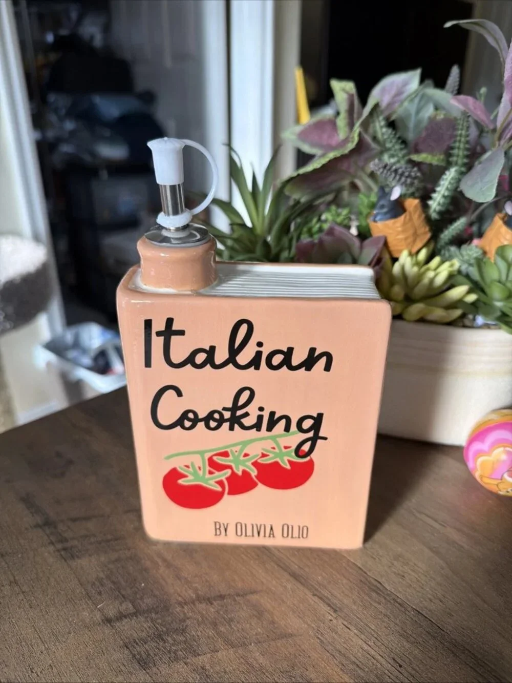 the spring shop Brown Italian Cookbook Oil Bottle - NEW